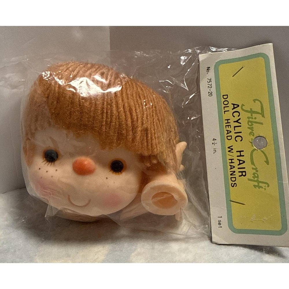 Fibre Craft Light Brown Hair Doll Head  Hands 7572-20 4.25" Acrylic Hair Plastic